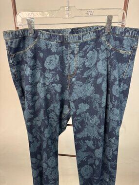 Floral Patterned Hue XL Jeggings Cotton/Spandex Blend With Elastic Waistband